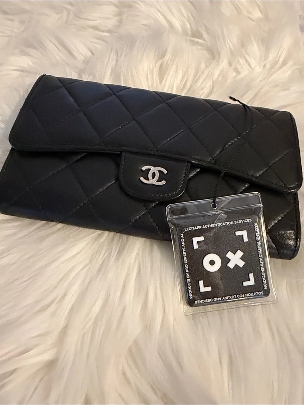 Authentic CHANEL Black Quilted Leather Lambskin Wallet - Excellent Condition